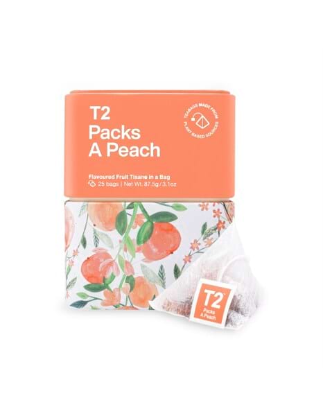 T2 Packs A Peach Tea Bags Tin (25 Pack)